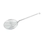 image of Winco SCF-9 9" Diameter Round x 14" Handle Nickel Plated Spiral Wire Skimmer