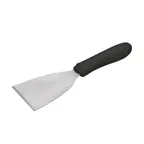 image of Winco TKP-32 9" Stainless Steel Scraper w/ Black Ergo Handle, 4-1/2" x 3-1/8" Blade