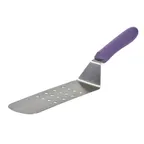image of Winco TWP-91P 8 1/4" x 2 7/8" Stainless Steel Perforated Turner w/ Poly Handle
