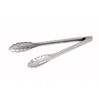 image of Winco UT-12LT 12" Stainless Steel Medium Weight Utility Tongs