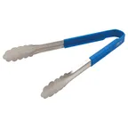 image of Winco UTSH-12B Utility Tongs, 12", Blue Silicone Handle, Stainless Steel, Prime
