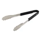 image of Winco UTSH-12K Utility Tongs, 12", Black Silicone Handle, Stainless Steel, Prime