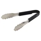 image of Winco UTSH-9K Utility Tongs, 9", Black Silicone Handle, Stainless Steel, Prime