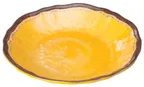 image of Winco WDM001-605 9-5/8" Yellow Round Deep Melamine Plate, Hammered Finish, Break-Resistant, 24/Case