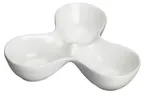 image of Winco WDP017-103 Trio Caddy Bowl, 10 oz, 7-3/4" x 5", 3 x 3.3 oz comp., white porcelain - 24/Case