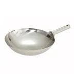 image of Winco WOK-16W WOK-16W, Stainless Steel Chinese Wok, 16", Round, Welded  Joint Handle
