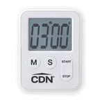 image of CDN TM28-W Mini Digital Timer, 2-1/10"W x 3/8"D x 2-3/4"H, 100-Minute, 60-Second Alarm, White