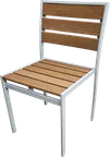 image of Oak Street OD-CM-TK-B Aluminum Outdoor Dining Chair with Brown Synthetic Teak Back & Seat