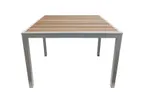 image of Oak Street OD-TK3636-B Teak Outdoor Table, 36x36, Synthetic Teak Top, Silver Finish, Weather Resistant