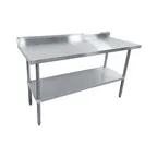 image of Sapphire Manufacturing SMTEB-3060G 60" Open Base Work Table w/ Undershelf, 2" Backsplash / 18 G. Top