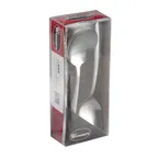 image of Winco 0082-04 6" Windsor Bouillon Spoon, 18/0 Stainless Steel, Medium Weight, Vibro Finish - 24/Pack