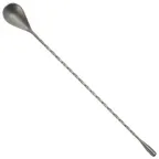 image of Winco BABS-12CS 12" After 5 Bar Spoon, Teadrop End, 18/8 Stainless Steel