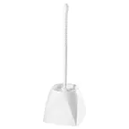 image of Winco BR-15SET Toilet Brush & Caddy Set, 15" OAL Brush, 4½" Plastic Caddy, White Polypropylene