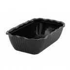 image of Winco CRK-10K 5 lb. Black Tulip Deli Crock, 10" X 7" X 3", Rectangular, SAN, Black