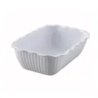 image of Winco CRK-10W 5 lb. White Tulip Deli Crock, 10" X 7" X 3", Rectangular, SAN, White