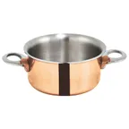 image of Winco DCCR-3C 3-3/4" 15 Oz. Tri-Ply Copper Plated Stainless Steel Mini Casserole - Round