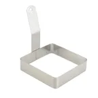 image of Winco EGRS-44 Square Stainless Steel Egg Ring with Handle - 4" x 4"