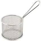 image of Winco FBM-32R 3-3/4" Round Stainless Steel Mini Fry Basket / Dishwasher Safe