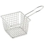 image of Winco FBM-443S 4" Square Stainless Steel Mini Fry Basket / Dishwasher Safe