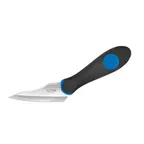 image of Winco KPR-30 Sof‑Tek Utility Knife, 3‑1/2" stainless steel blade, black/blue TPR handle - 1 Dozen