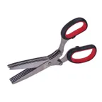image of Winco KS-05 5 Blades Stainless Steel Herb Shears, Black & Red 