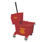 image of Winco MPB-36R 36 Quart Mop Bucket Combo - Side Press Wringer / Red