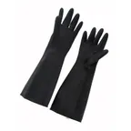image of Winco NLG-1018 Large Black Natural Latex Janitorial Gloves, 18" Long, Heavy-Duty Grip - 1 Pair
