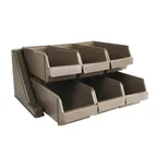 image of Winco OGZ-6 Plast. Cutlery Set, 6-Comp Beige Rack with 6 Bins, 18-3/4"L x 14-7/8"W x 9-5/8"H