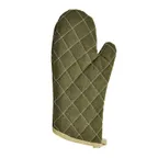 image of Winco OMF-13 13" Flame-Retardant Oven Mitts, Green, Cotton