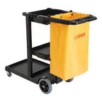 image of Winco PJC-4538 Black (3) Shelves Janitorial Cart - 45"L x 18-1/4"W x 38-1/4"H