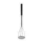 image of Winco PTMP-24R Chrome Plated 24" Round Faced Potato Masher with Soft Grip