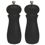 image of Winco SP-624 Pepper Mill Set, 2-1/4" Dia x 6" H, Rubberwood, Black Matte, Includes Knobs