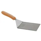 image of Winco TNH-63, Extra Heavy Turner with Cutting Edge, Orange Nylon Handle, Satin Finish 