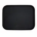 image of Winco TRH-1418K Easy-Hold Non-Slip Serving Tray, 14" x 18" Rectangular Black Plastic Rubber Lined Surface, NSF Certified