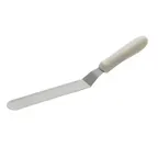 image of Winco TWPO-7 6 1/2" Offset Blade Stainless Steel Bakery Spatula w/ White Polypropylene Handle