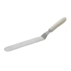image of Winco TWPO-9 8 1/2" Offset Blade Stainless Steel Bakery Spatula w/ White Polypropylene Handle
