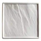 image of Winco WDP001-207 Calacatta 10-1/4" Square Porcelain Platter Narrow Rim Creamy White Marble - 3/Pack