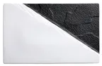 image of Winco WDP023-202 Visca Rectangular Porcelain Platter 13.5" x 8.5" Black/White Dual Texture - 2/Pack