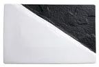 image of Winco WDP023-203 Dual‑Texture Rectangular Porcelain Platter, 15‑1/2" x 10", Black & White – 2/Pack