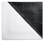 image of Winco WDP023-205 Visca Ardesia 13" Square Porcelain Platter, Dual Texture, Black & White - 2/Pack