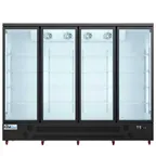 image of Coldline G4-B 98" Four-Section Merchandiser Refrigerator, 70 cu. ft., Black Finish, 4 Glass Doors