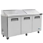 image of Coldline SPN-72 72" 3-Door Refrigerated Sandwich and Salad Prep Table, 18 Pans, Stainless Steel