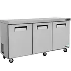 image of Coldline UCN-72R 72" 3-Section Worktop Refrigerator w/ 3 Doors, 11 cu. ft.