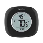image of Taylor Precision 1745BK Thermometer/Hygrometer, Black, 14°F‑122°F Temp, 20%‑90% Humidity, Clock