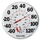 image of Taylor Precision 497J Wall Thermometer, Humiguide, 12" Diameter, -60° to 120°F, Metal Construction