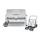 image of Crown Verity CV-MCC-60-1RDP 60" Mobile Outdoor Grill w/ Roll Dome Pkg and Tank Cart, 129.000 BTU