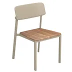 image of emuamericas E247T Shine Stacking Side Chair, Outdoor/Indoor, Teak Seat, Aluminum Frame, Powder Coat Finish