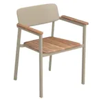 image of emuamericas E248T Shine Stacking Armchair, Outdoor/Indoor, Teak Seat, Aluminum Frame, Powder Coat Finish