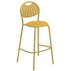 image of emuamericas E442 Coupole Stacking Barstool, Outdoor/Indoor, Steel Frame, Metal Slat Back, Armless Design