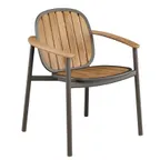 image of emuamericas E6041 Twins Stacking Armchair, Outdoor/Indoor, FSC Natural Teak Slats, Aluminum Frame